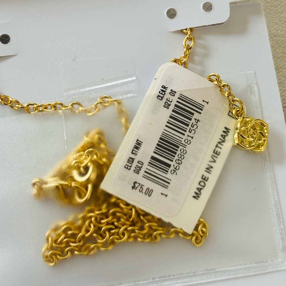 NWT Kendra Scott Elisa Gold Statement Short Pendant Necklace Dichoric glass - Picture 6 of 6